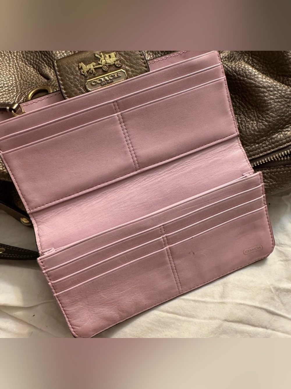 Coach Madison Y2K Metallic Bronze Leather Purse + Wallet Set - Picture 4 of 8